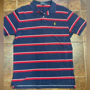 Polo by Ralph Lauren Navy Red White Striped Neck Label Sweater